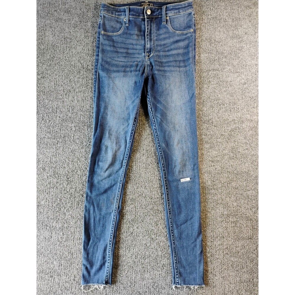 Abercrombie & Fitch Simone High Rise Jegging Jeans Womens 27 Blue Raw Hem Denim